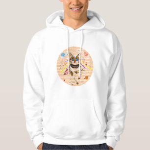 Veste À Capuche Chat de l'espace aux yeux laser, Art de pizza gala