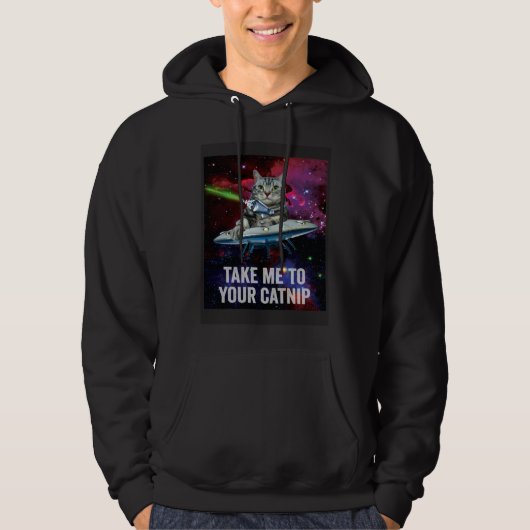 Veste À Capuche Chat de l'espace extraterrestre emmène-moi à ton c (Devant)