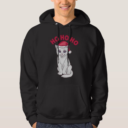 Veste À Capuche Chat de Noël Ho Ho (Devant)