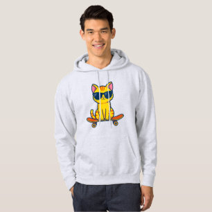 Veste À Capuche Chat de skateboard cool portant des lunettes de so