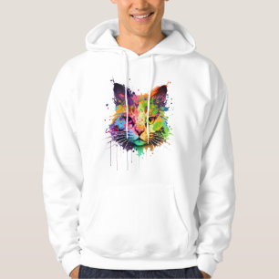Veste À Capuche Chat d'encre de néon mignon