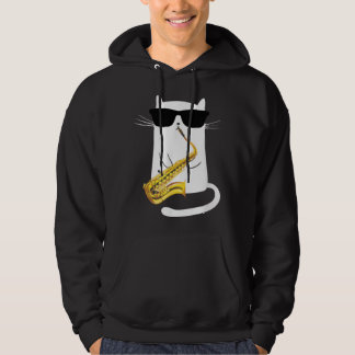 Veste À Capuche Chat drôle Porter des lunettes de soleil Jouer Sax