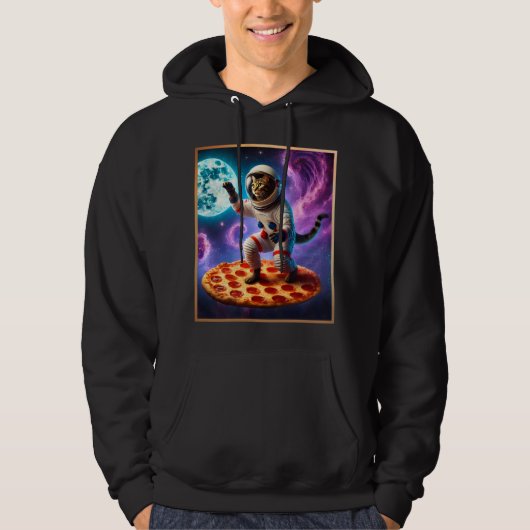 Veste À Capuche Chat Drôle Voler Une Pizza Astronaut Kitty Space (Devant)