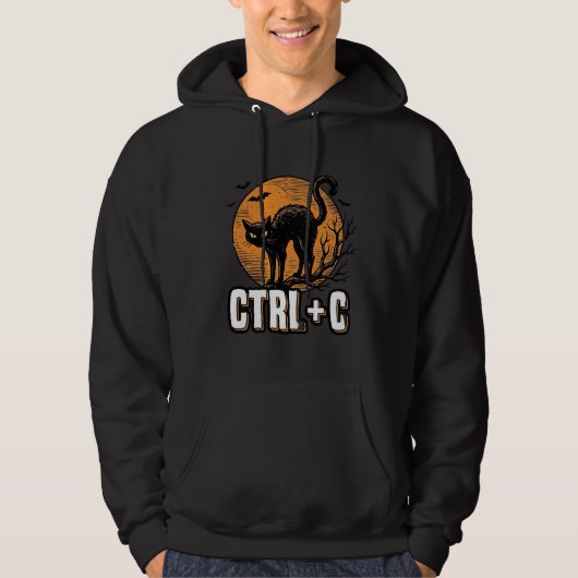 Veste À Capuche Chat effrayant CTRL C Conception vectorielle Hallo (Devant)