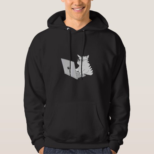 Veste À Capuche Chat geek Travailler de chez soi (Devant)
