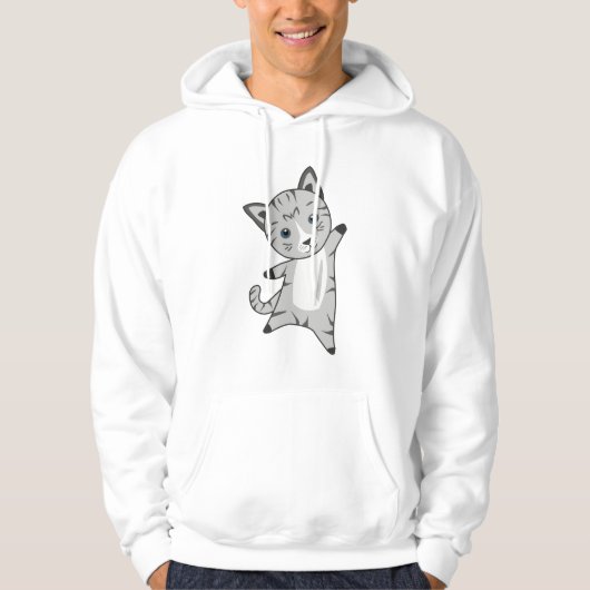 Veste À Capuche Chat Kitty Gris Fourrure Nez mignon Animaux (Devant)