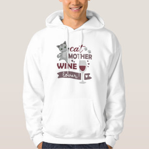 Veste À Capuche Chat Mère Vin Lover Chats Red Wine Love