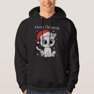 Veste À Capuche Chat mignon avec chapeau de Noël Joyeux Noël