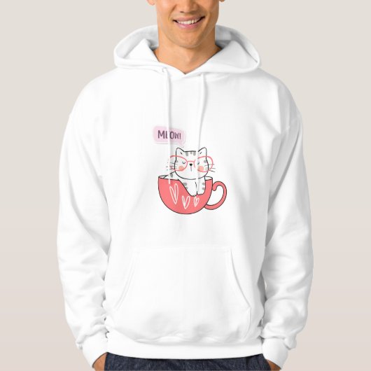 Veste À Capuche chat miow dans une tasse (Devant)