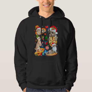 Veste À Capuche Chat Noël équitation Pizza Funny Chats Santa Hat X