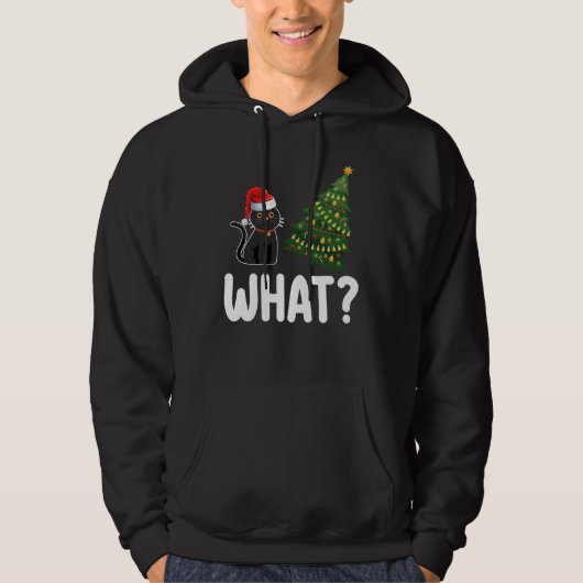 Veste À Capuche Chat Noir Ce Poussant Arbre De Noël Drôle (Devant)