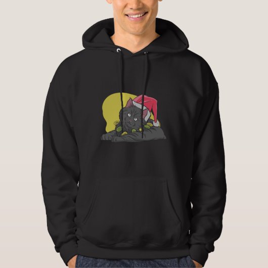 Veste À Capuche Chat noir de Noël amusant (Devant)