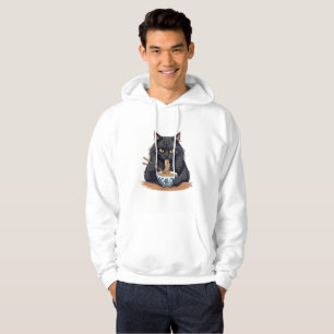 Veste À Capuche Chat noir mangeant des nouilles – Chat Ramen drôle