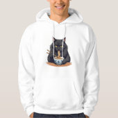 Veste À Capuche Chat noir mangeant des nouilles – Chat Ramen drôle (Devant)