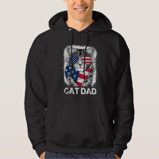 Veste À Capuche Chat Papa 4 juillet Fête de l'Indépendance Drapeau