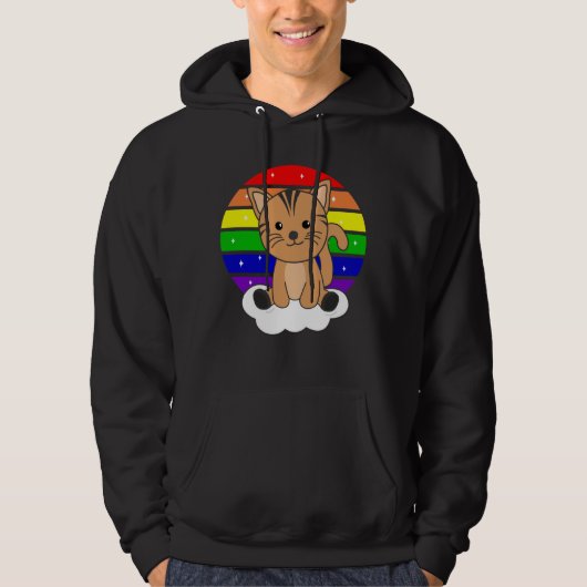 Veste À Capuche Chat Rainbow Parties scintillant Kawaii Chats colo (Devant)