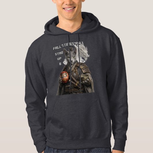 Veste À Capuche Chat Samouraï Bleu Russe (Devant)