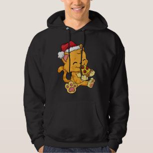 Veste À Capuche Chat Santa Claus Casquette Manger Pizza Funny Noël