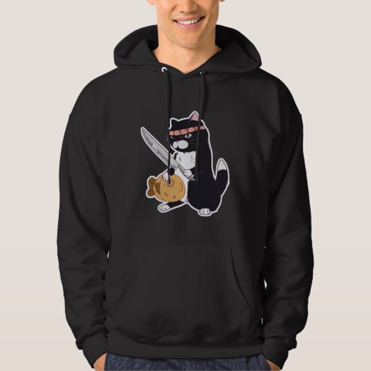 Veste À Capuche Chat Sushi Chat Avec Chat Sushi Couteau Chat Avec  (Devant)