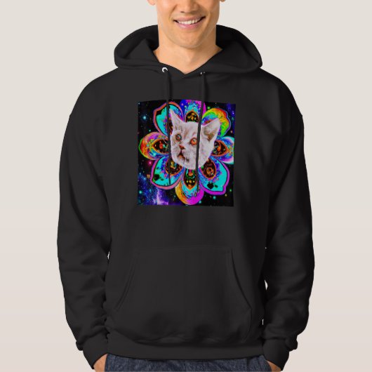 Veste À Capuche Chat visage fleur art goofy chaton (Devant)