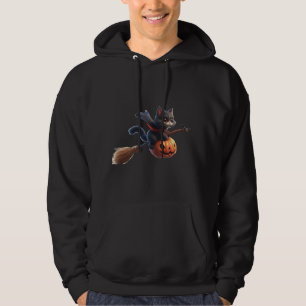 Veste À Capuche Chats en sorcière d'Halloween à cheval Citrouille