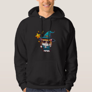 Veste À Capuche Chats en sorcière d'Halloween tenant des étoiles d