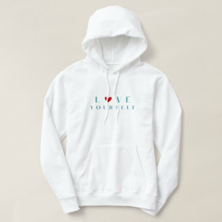 Veste À Capuche Chemise "Love Yourself" sarcelle et rouge minimali
