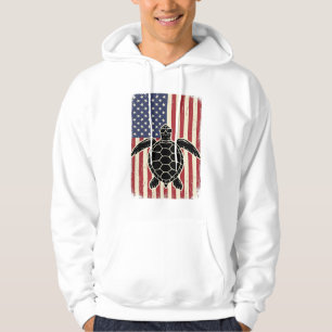 Veste À Capuche Chemise patriotique vintage tortue marine drapeau