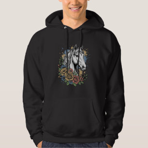 Veste À Capuche Chemise vectorielle de conception de cheval floral