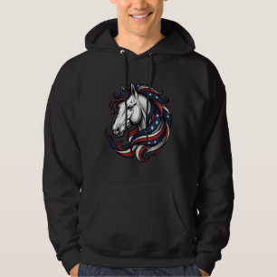 Veste À Capuche Cheval Patriotique Gravure Vintage Art Vectoriel
