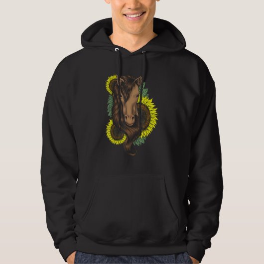 Veste À Capuche Cheval Tournesol Cute Cheval Pour Hommes Femmes Fi (Devant)