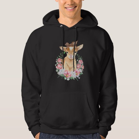 Veste À Capuche Chèvre mignonne avec bandeau léopard Boho Fleur mi (Devant)