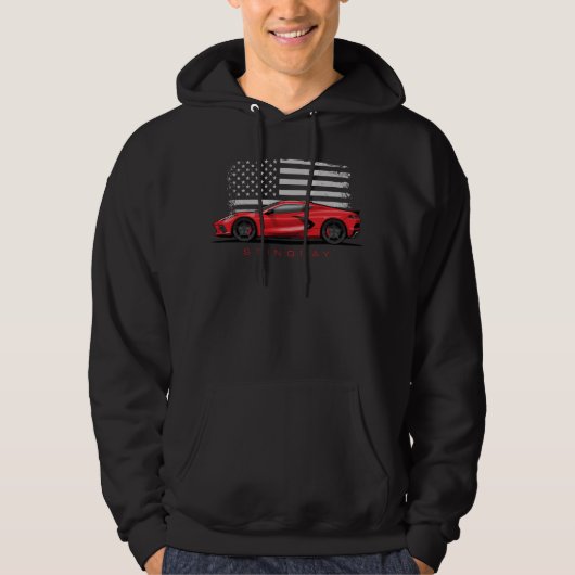 Veste À Capuche Chevy Corvette C8 Black Illustration (Devant)