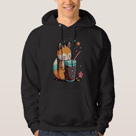 Veste À Capuche Chibi Bubble Tea Fox Boba Tea (Devant)