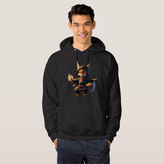 Veste À Capuche Chibi Fox Ninja with Fire Dagger – Cute Japanese (Devant entier)