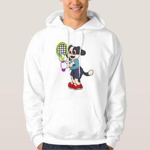 Veste À Capuche Chien au tennis avec raquette de tennis