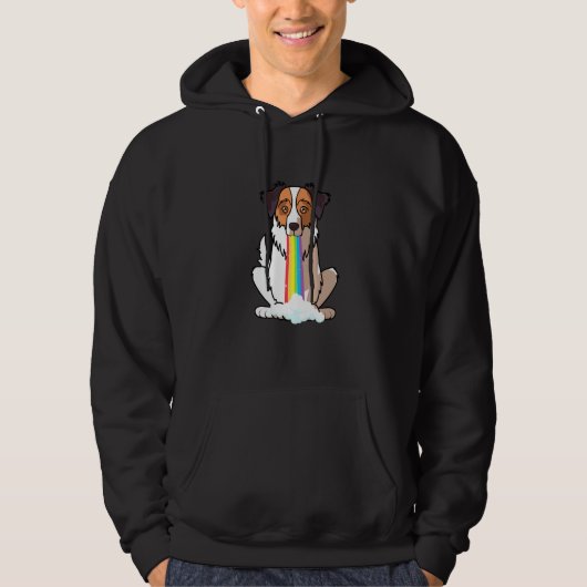Veste À Capuche Chien australien Aussie Shepherd en Arc-en-ciel (Devant)
