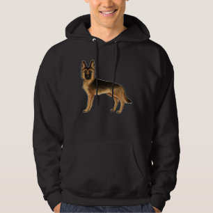 Veste À Capuche Chien Berger Allemand Noir Et Tan Debout