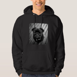 Veste À Capuche Chien Carlin noir avec un visage mignon T-shirt cl