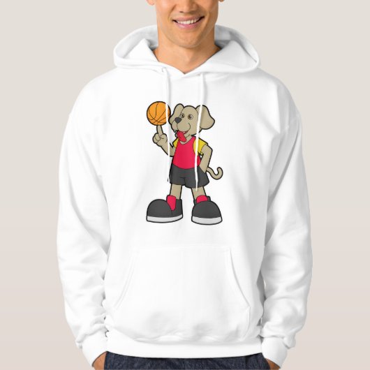 Veste À Capuche Chien comme joueur de basket-ball avec basket-ball (Devant)