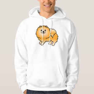 Veste À Capuche Chien de dessin animé mignon Pomeranian orange