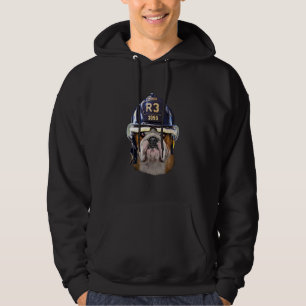 Veste À Capuche Chien de taureau anglais grognon portant un casque