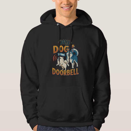 Veste À Capuche Chien Est Sonnette Aboie Blanc Bleu_1 (Devant)