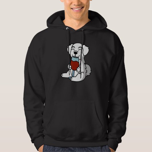 Veste À Capuche Chien maltais buvant du vin (Devant)