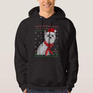 Veste À Capuche Chien maltais mignon moche Chandail de Noël Santa 