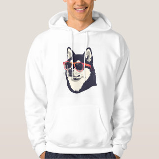 Veste À Capuche Chien Shiba Inu Cool portant des lunettes de solei