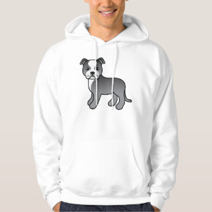Veste À Capuche Chien Staffordshire Bull Terrier bleu et blanc