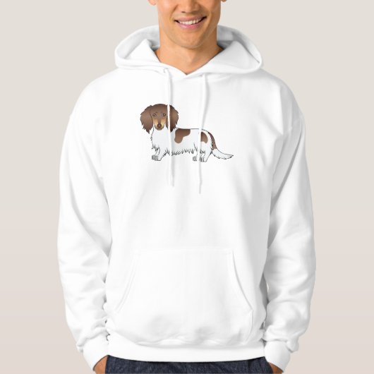 Veste À Capuche Chien teckel à poil long piebalde chocolat et fauv (Devant)