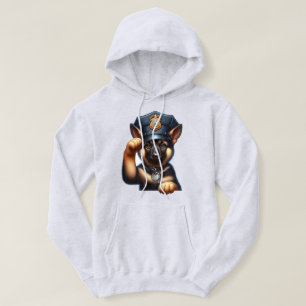 Veste À Capuche Chiot habillé en policier avec Casquette et insign