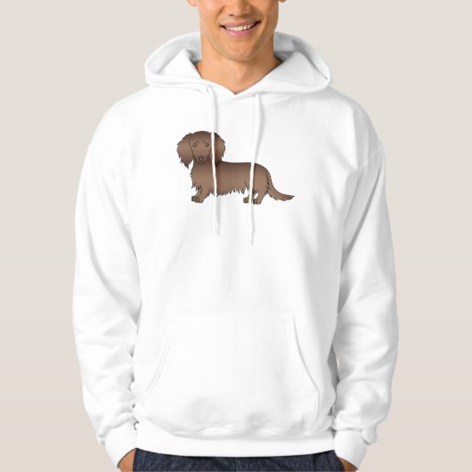 Veste À Capuche Chocolat cheveux longs Dachshund mignon chien de d (Devant)